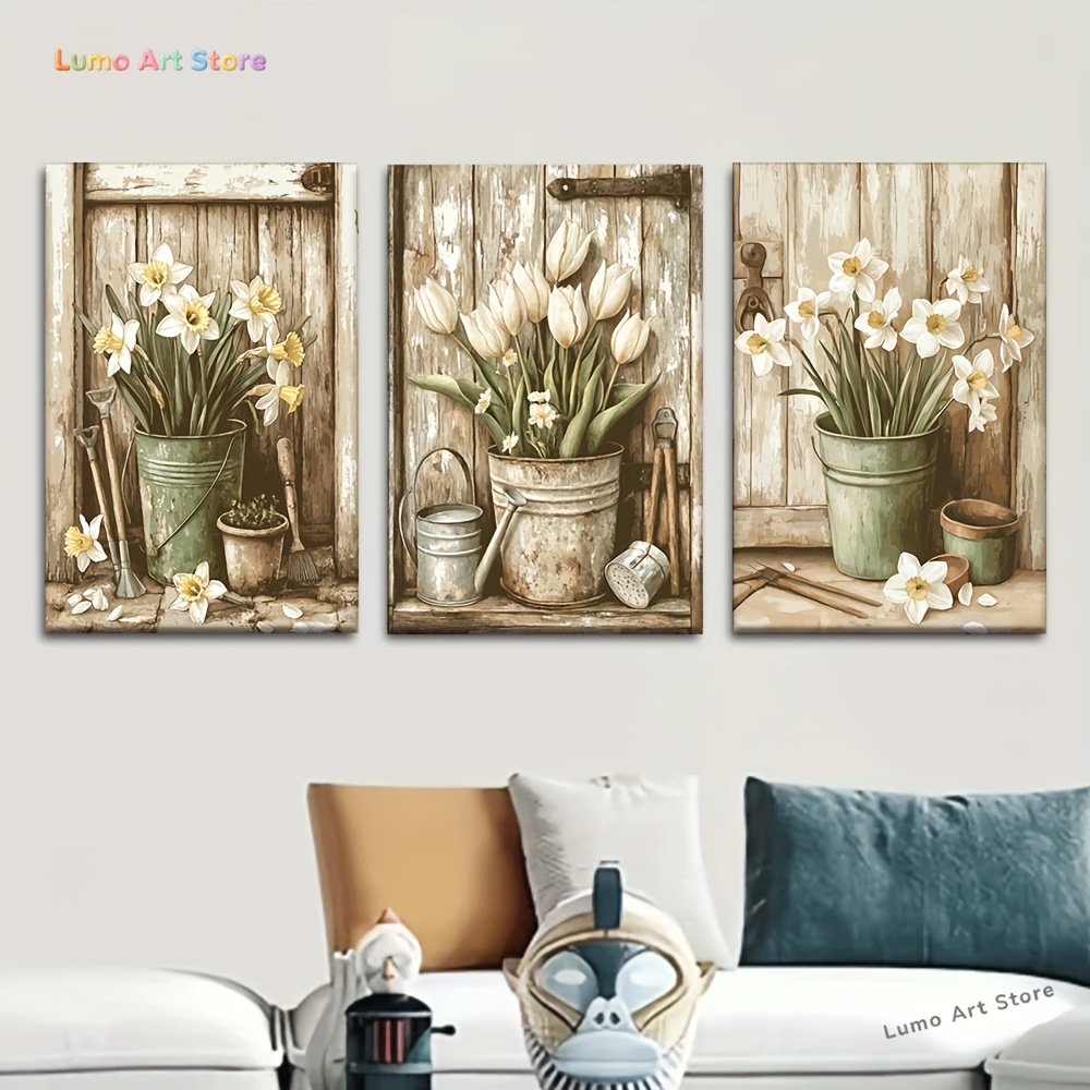 Gardening Tools Drawing - 2D Plano, 3 piezas/set, Pintura sobre