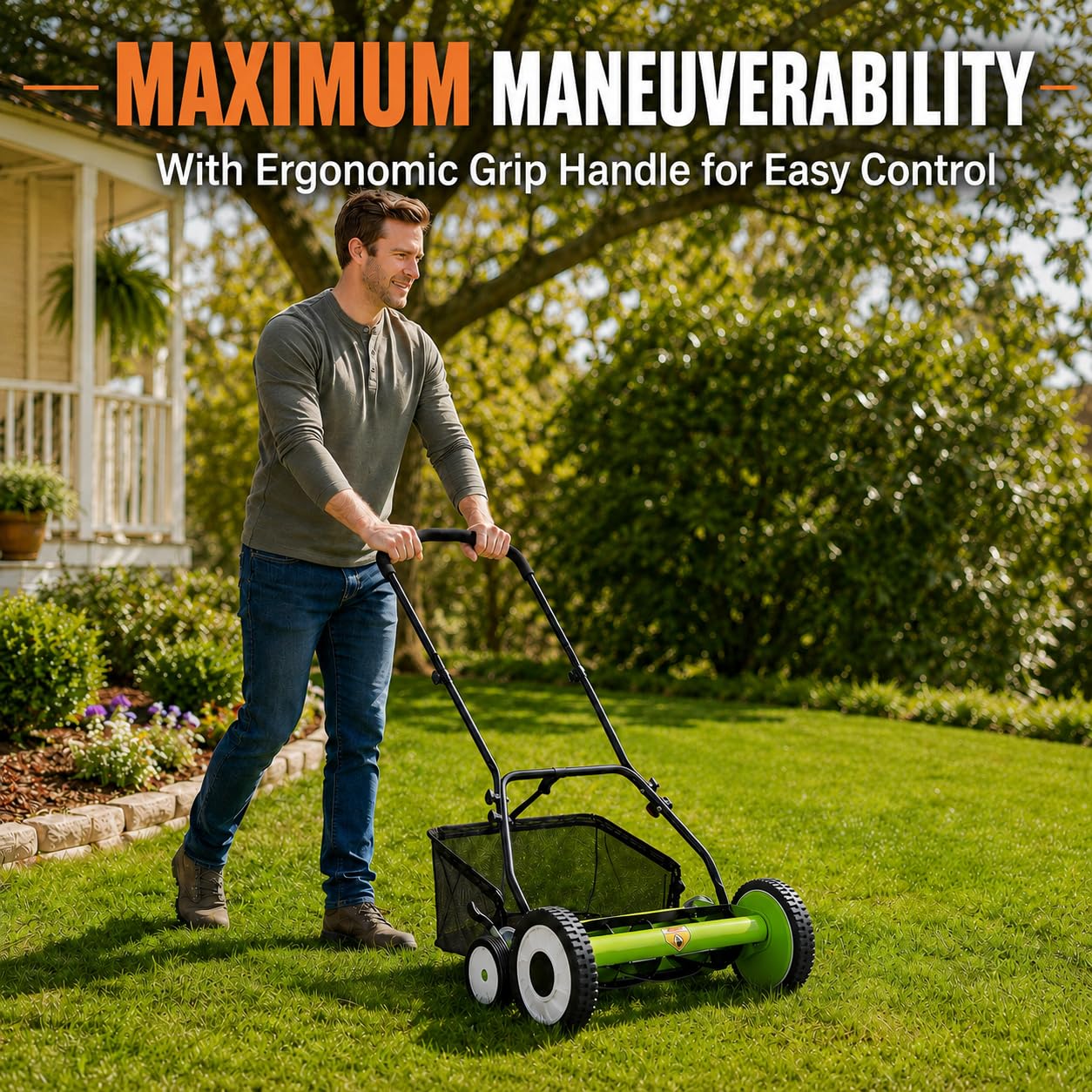 Cortacésped manual de 18 pulga - Gardening Tools Grass Cutter reseña y precio